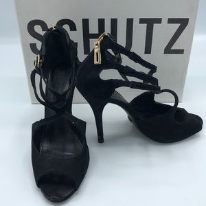 Schutz peep toe ankle strap sandal